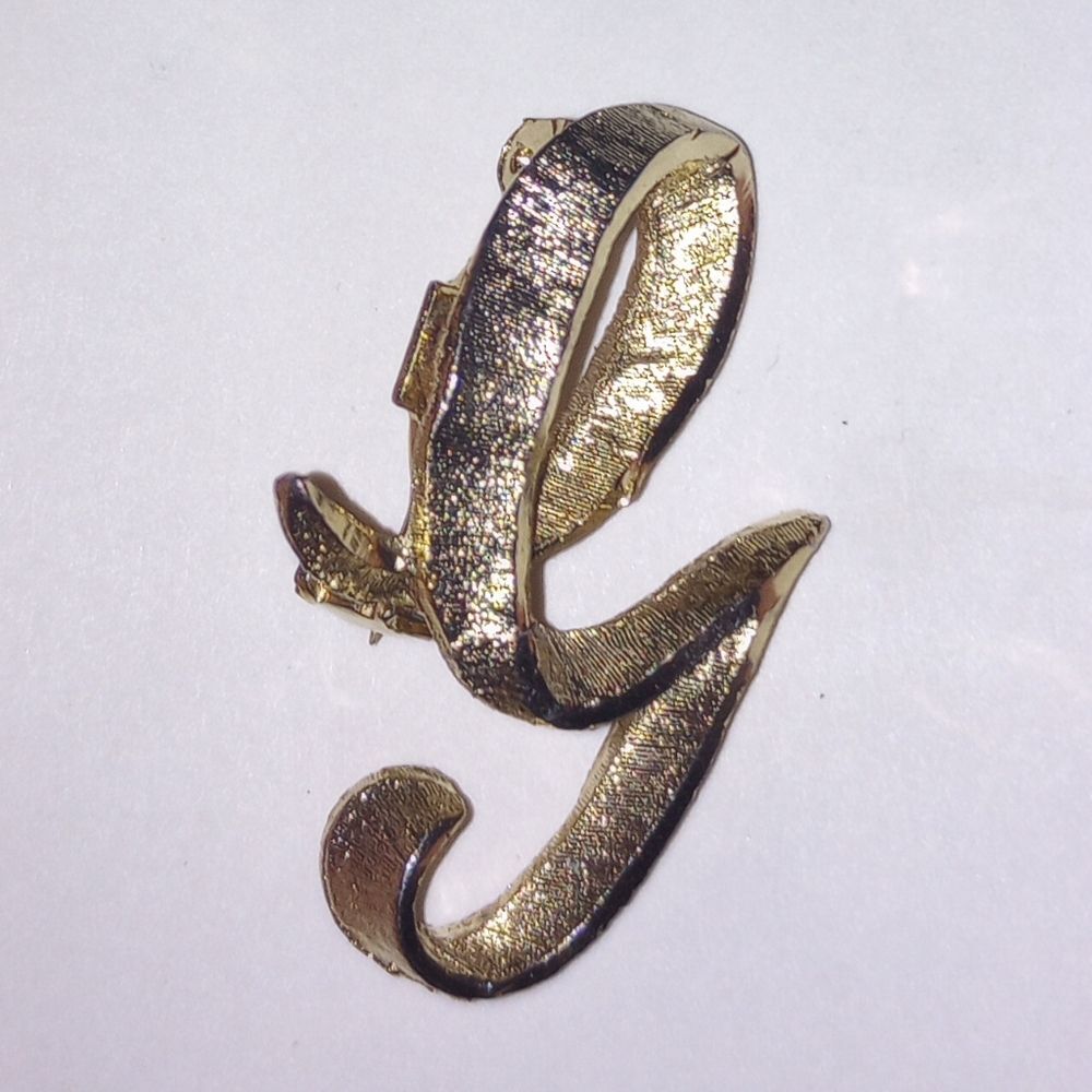 Vintage Mamselle Gold Tone Cursive G Brooch